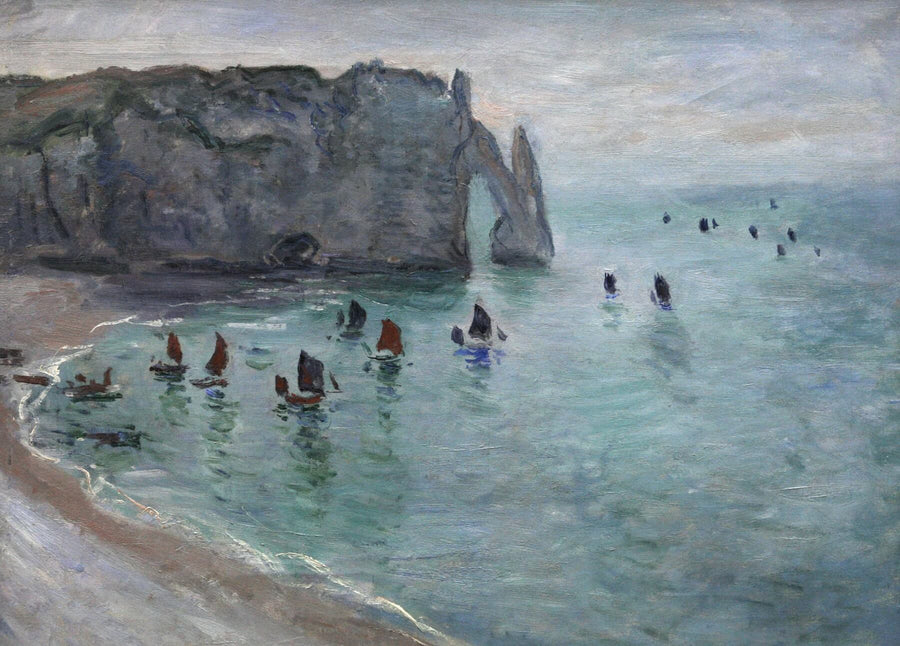 Étretat, la porte d'Aval: bateaux de pêche sortant du port - Claude Monet