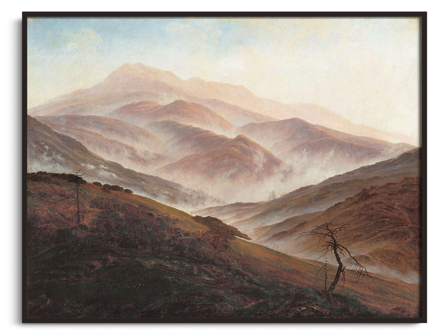 Paysage de montagnes géantes avec brouillard levant - Caspar David Friedrich