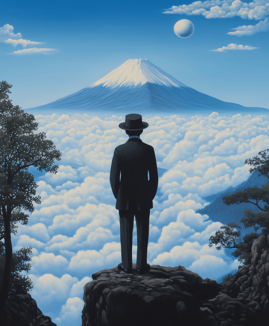 The Traveller over the Sea of Clouds x Magritte