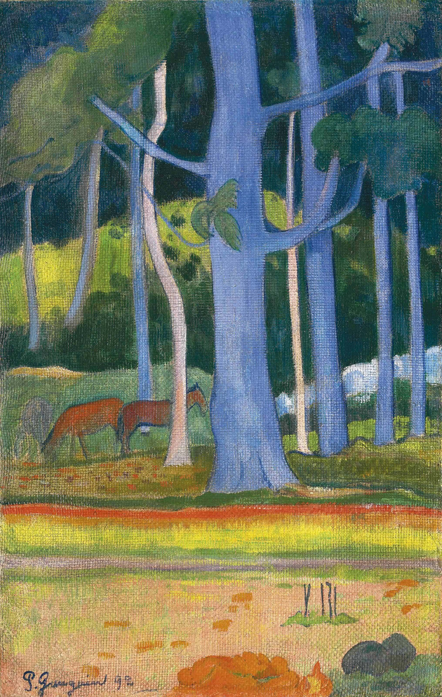 Landscape with blue trunks - Paul Gauguin