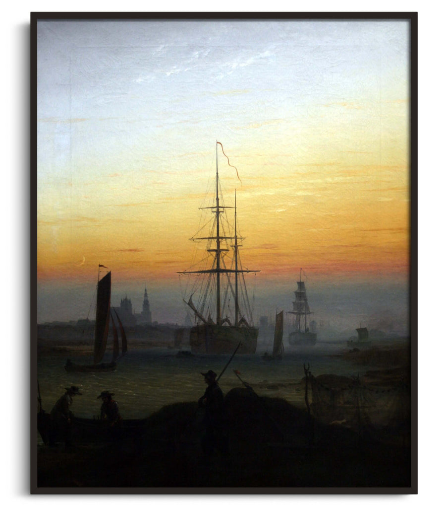 Ships in the Harbor of Greifswald - Caspar David Friedrich