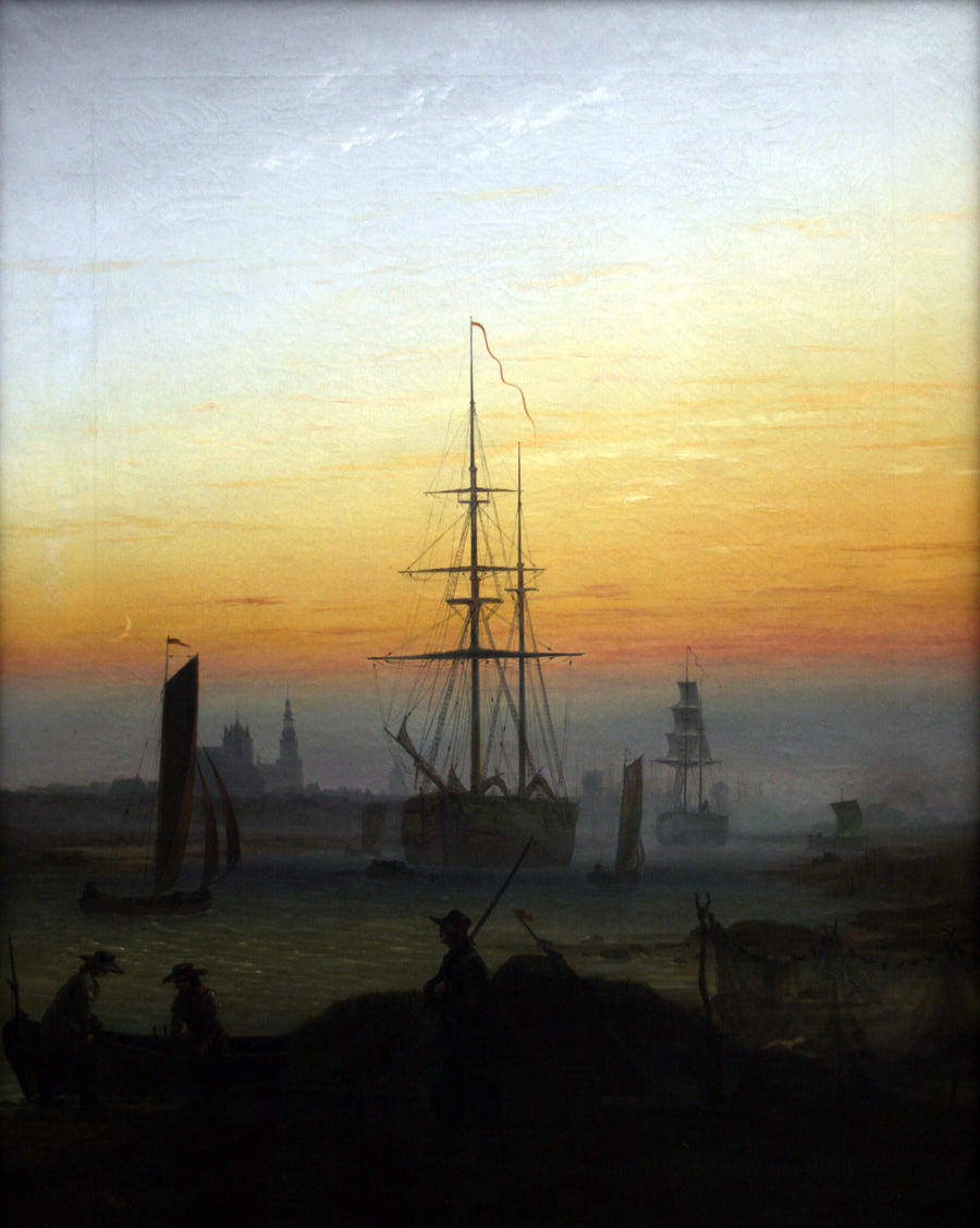 Ships in the Harbor of Greifswald - Caspar David Friedrich